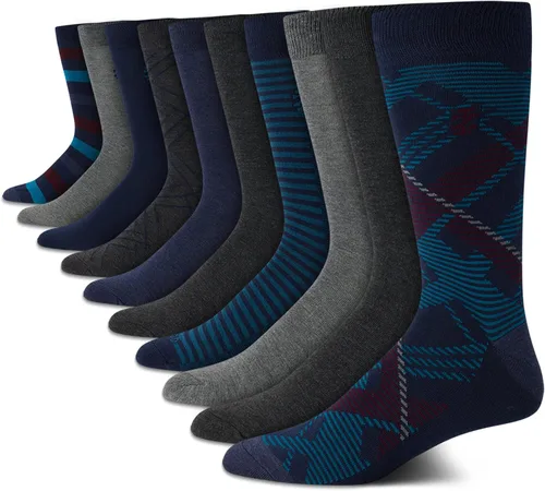 Vista 10 de IZOD Paquete de 10 calcetines casuales para hombre, ligeros y absorben la Negro (Black Assorted)