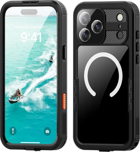 Vista 13 de Funda impermeable para iPhone 15 Plus, protector de pantalla integrado, a prueba de golpes, a prueba de nieve, a prueba de polvo, funda protectora