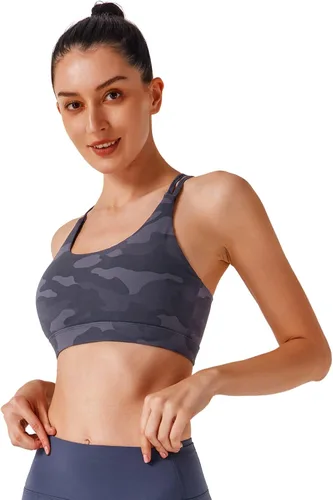 Vista 117 de Brasieres deportivos para mujer, con relleno, tipo camiseta sin mangas, sexis, con espalda cruzada, de alto impacto, largos, ideales para practicar