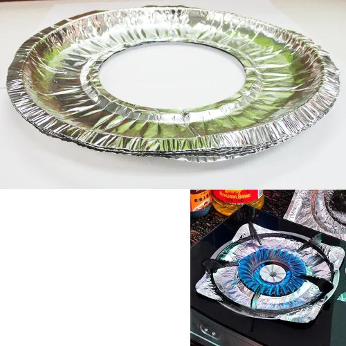 Vista 3 de 48 Papel De Aluminio Quemador Redondo Babero Cocina Cocina Cocina Horno Cubierta Desechable 9