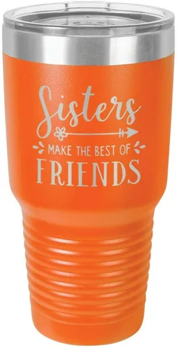 Vista 14 de SISTERS MAKE THE BEST OF FRIENDS Vaso negro de 30 onzas con popote y tapa superior deslizante Taza de viaje de acero inoxidable Comparar