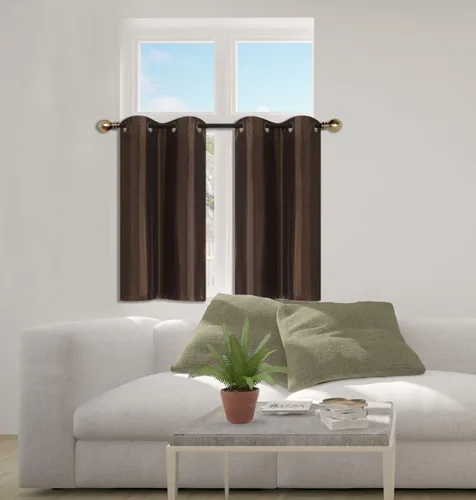 Vista 3 de Elegant Home - Cortina opaca con aislamiento de seda sintética con ojales, 2 paneles de 28 pulgadas de ancho x 36 pulgadas de largo, cada uno