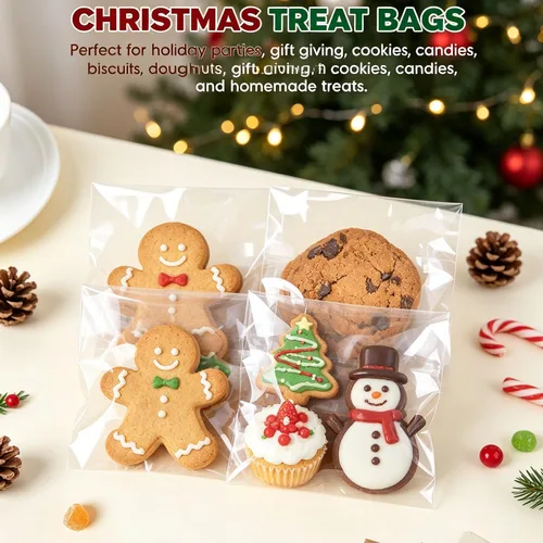 Vista 4 de Bolsas de celofán pequeñas de 3 x 4 pulgadas, bolsas autoprotectoras de cristal transparente para galletas de caramelo, tarjetas, equipo, paquete