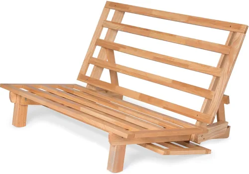 Vista 24 de Nirvana Futons Tumbona de futón doble con colchón de microfibra de madera maciza natural Fudge de microfibra