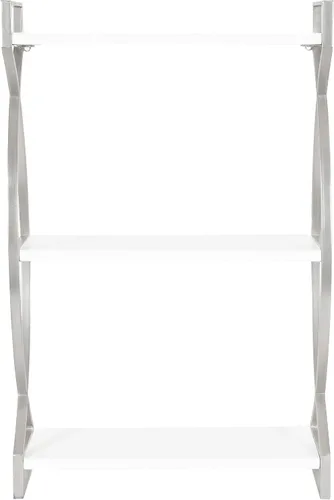 Vista 5 de Kate and Laurel Arietta Modern Glam - Estantería de madera y metal de 3 niveles, 18 x 7 x 28 pulgadas, blanco y plateado; almacenamiento