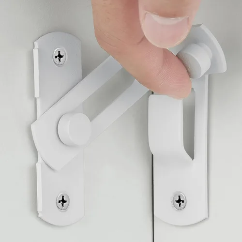 Vista 8 de 3 paquetes de pestillos de puerta abatible, 3.93 x 2.75 pulgadas, cerradura de seguridad negra para valla de madera de granero, puertas francesas