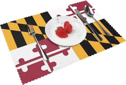 Vista 13 de Rectangular Placemats Set of 4, Heat Resistant Beauty Burnt Orange Printed Kitchen Dining Table Mats