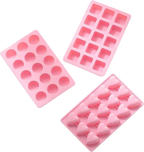 Vista 9 de Molde de silicona de 3 piezas, forma redonda, cuadrada, caramelo y Reutilizable, fácil de liberar, moldes para hacer decoración de pasteles Azul