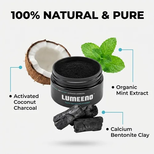 Vista 3 de Lumeeno Blanqueamiento dental de carbón activado orgánico natural para dientes y encías sensibles - Blanquea, limpia y desintoxicante - Vegano - Sin