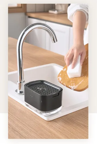 Vista 4 de Dispensador de jabón para platos, sensor de mano de plástico inteligente, dispensador de jabón 2 en 1, dispensador de jabón para cocina, dispensador