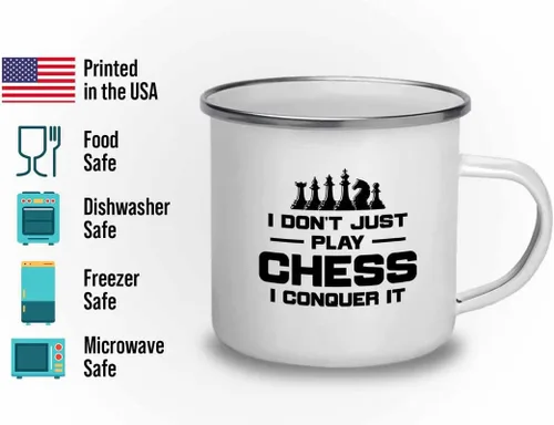 Vista 2 de Taza de ajedrez camper de 12 oz - conquista - Ordenador jugador de ajedrez Juegos de estrategia Tácticas de ajedrez Ganar Juegos de mesa de ajedrez