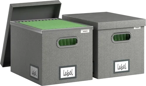 Vista 9 de Caja Organizadora de Archivos - Cajas de Archivos para Archivos Colgantes con Tapa Juego de 2 Organizador de Carpetas Colgantes Decorativas