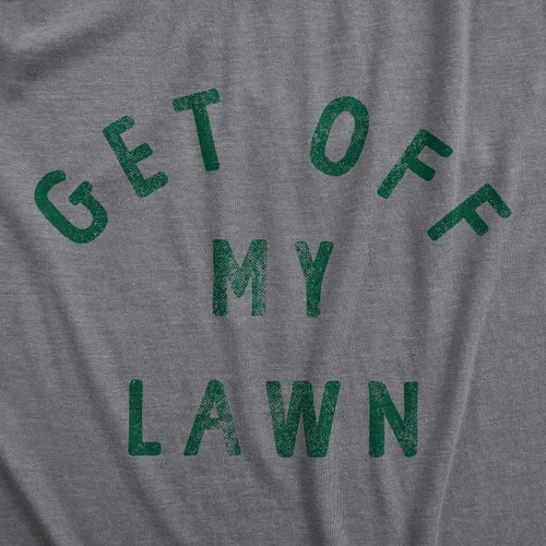 Vista 2 de Camiseta para hombre con texto en inglés Get Off My Lawn, divertida camiseta sarcástica cortada para el patio, broma de advertencia para chicos