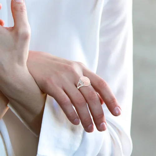 Vista 2 de DALEGEM Anillo de cristal de cuarzo rosa verde natural para mujeres y niñas, plata de ley S925 con borde de flor y vid gruesa de aventurina genuina