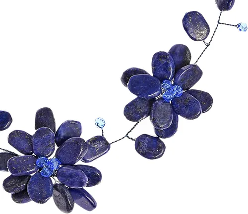 Vista 3 de AeraVida Elegante collar de lapislázuli azul y gargantilla de moda inspirada en flores, Resina