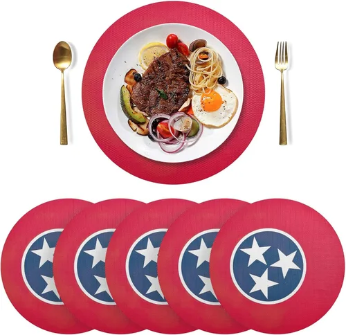 Vista 13 de Aruba Flag Round Table Placemats 15 Inch, Seasonal Table Mats Modern Place Mats for Dining, Kitchen, Parties, Camping