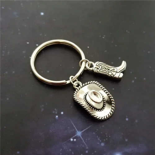 Vista 3 de Llavero de país occidental, sombrero de vaquero, accesorios para botas