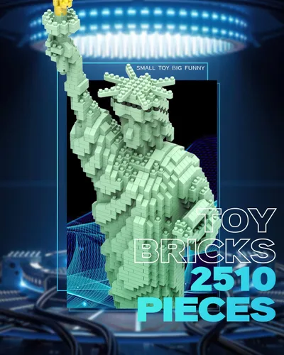 Vista 4 de dOvOb Estatua de la Libertad Micro Mini Bloques Conjunto de Construcción (2510PCS) - Modelo Arquitectónico Juguetes