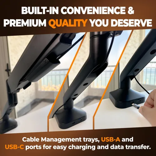Vista 6 de Elevate Pro - Soporte de pie para computadora portátil de alta resistencia para escritorio (11"-17.3" - máx. 26 libras) Soporte de brazo de resorte