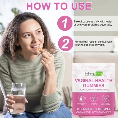 Vista 6 de 60 gomitas de equilibrio femenino de primera calidad, gomitas de equilibrio de pH para mujeres, probióticos vaginales femeninos, suplemento de salud