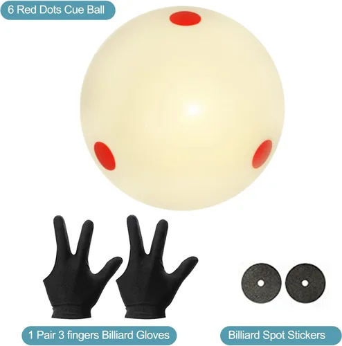 Vista 2 de Pro-Cup - Bola de billar de 2-1/4 pulgadas, bola de billar estándar con 6 puntos rojos, accesorios de mesa de billar para juego de billar