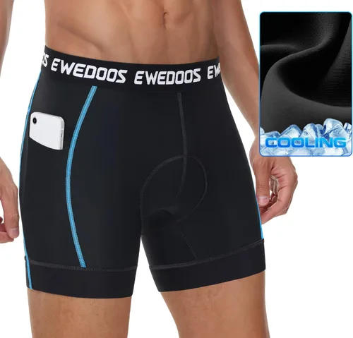 Vista 5 de Ewedoos Cycling Shorts Upgraded 4D Padded Bike Shorts with Pockets Mountain Bike Shorts Biking Bicycle Shorts for Men