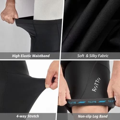 Vista 5 de ROTTO Pantalones cortos de ciclismo para hombre con acolchado de gel