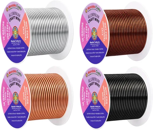 Vista 356 de Mandala Crafts - Alambre de aluminio anodizado de calibre 22 para hacer joyas - 137.2 m de alambre flexible surtido y coloreado - Doble para bonsái