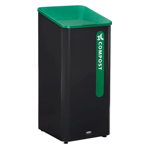 Vista 9 de Rubbermaid Commercial Products Sustain - Contenedor decorativo de 15 galones, negro/verde, interior para edificios de oficinas, patios de comida