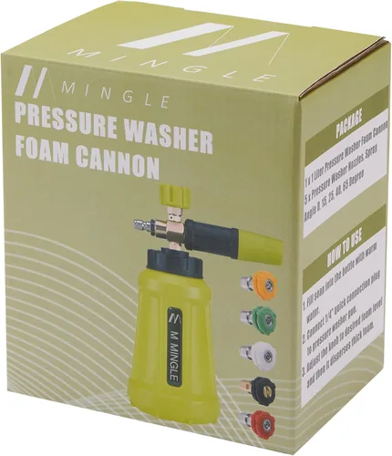Vista 8 de M MINGLE Cañón de espuma para lavadora a presión, rociador de espuma para automóvil con conector rápido de 1/4 de pulgada, boca ancha resistente