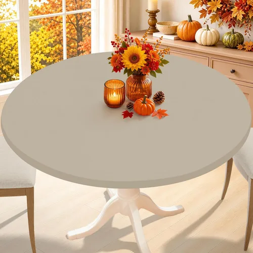 Vista 32 de Smiry - Mantel redondo de elastano, manteles ajustados lavables elásticos para mesas de 36 a 44 pulgadas, cubierta de mesa de picnic elástica