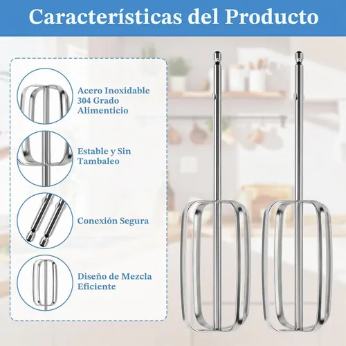 Vista 3 de 2 piezas de batidores de mano accesorios de acero inoxidable de repuesto para batidor de mano compatibles con Hamilton Beach 62682RZ 62692 64699