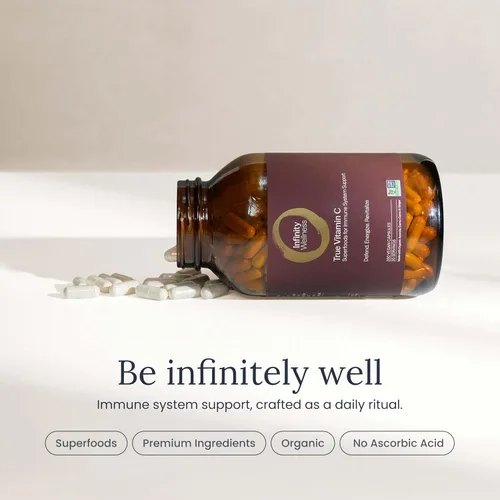 Vista 8 de Infinity-C Cápsulas orgánicas de vitamina C, VIT C biodisponibles de Acerola, Camu Camu y Amla, alimentos integrales de vitamina C de 1000 mg