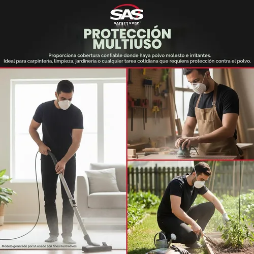 Vista 7 de SAS Safety 2985 Máscara antipolvo no tóxica, caja de 50