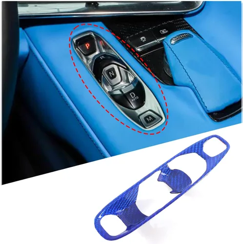 Vista 10 de Cubierta de panel de palanca de cambios de fibra de carbono real compatible con Chevrolet Corvette C8 2020-2025, panel de palanca de cambios
