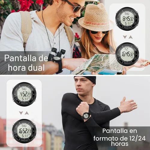 Vista 4 de Reloj de pulsera de natación y buceo de 10 ATM, resistente al agua, con múltiples funciones de reloj despertador, cronómetro, cuenta regresiva