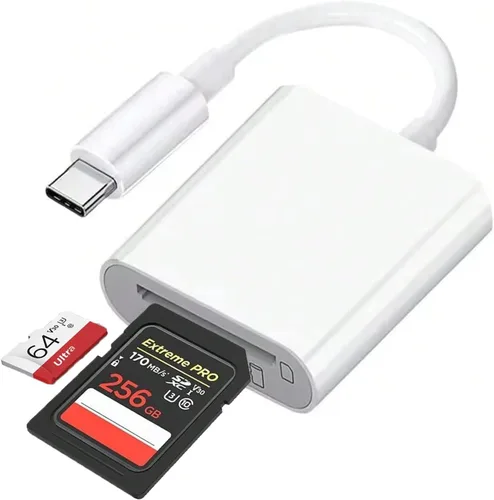 Vista 7 de [Certificado MFI] Lector de tarjetas SD para iPhone, iPad y cámara, adaptador de lector de cámara digital de doble conector, adaptador de tarjeta