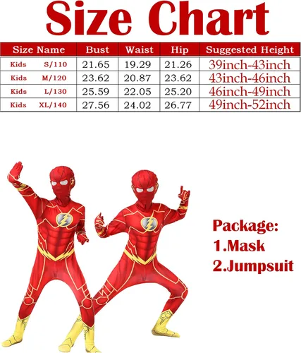 Vista 2 de Liokoon Disfraz de superhéroe para niños, máscara de superhéroe rojo, estilo 3D, overol para niños de 3 a 12 años, Rojo