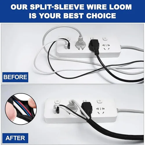 Vista 6 de Cable protector de cable de cable, tubo de telar de alambre, funda dividida para cable USB, cable eléctrico de computadora, cable de alimentación