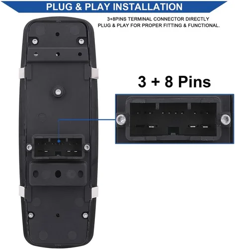 Vista 3 de Obaee Interruptor de ventana delantera izquierda 68231805AA compatible con Chrysler 300 2011-2012, Chrysler 200 2015-2017, Dodge Charger 2011-2014
