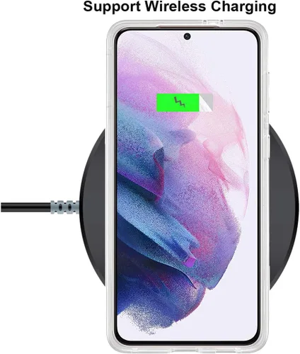 Vista 7 de Unov Funda para Galaxy S21, transparente con diseño, ajuste delgado, buen agarre, funda de teléfono en relieve, cubierta protectora a prueba