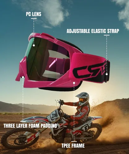 Vista 3 de CRG Sports - Gafas de protección para motocicleta, ATV, Dirt Bike, todo terreno, carreras de motocross para hombres, mujeres, adultos