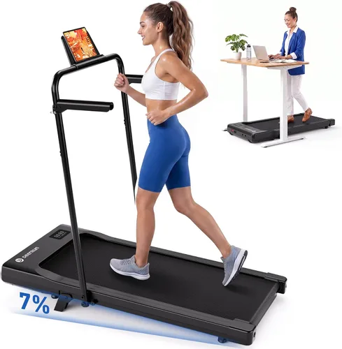 Vista 12 de DeerRun Walking Pad Treadmill with Incline & Handle Bar Negro sólido
