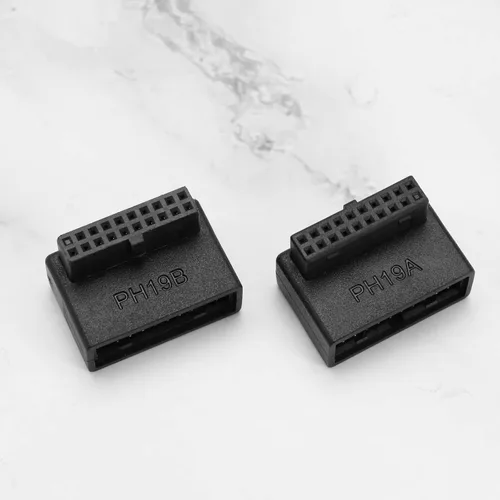 Vista 5 de 2 adaptadores USB 3.0 de 19/20 pines de 90 grados macho a hembra, L de giro recto para placa base de computadora