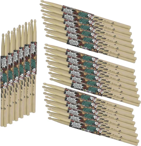 Vista 10 de GRIFFIN Attack Zzzap - 4 pares de palos de madera de arce selecta de élite tamaño 5A – Equilibrado, nivelado y recto – Drummers Percussion Classic
