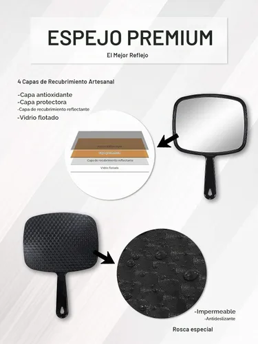 Vista 5 de MIRRORNOVA Espejo de mano de 9.3 pulgadas de largo x 6.7 pulgadas de ancho, espejo de mano con asa, negro