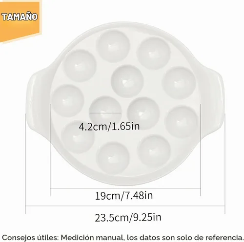 Vista 2 de Plato Escargot de cerámica con 12 agujeros de 9.2 pulgadas Caracol blanco placas de cerámica placa de dieta