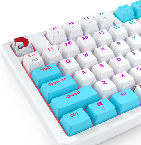 Vista 5 de TKL - Teclado mecánico 75%, 87 teclas RGB retroiluminado, teclado compacto con cable con interruptores rojos para Windows, laptop, PC, PS4, PS5