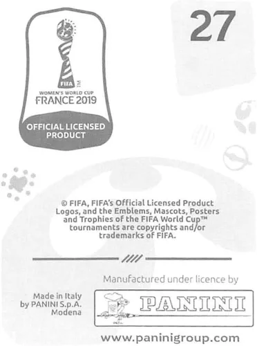 Vista 2 de Panini FIFA - Calcomanías para álbumes de la Copa Mundial Femenina de Francia 2019 (solo adhesivo individual) Fútbol #27 Wendie Renard Francia 2