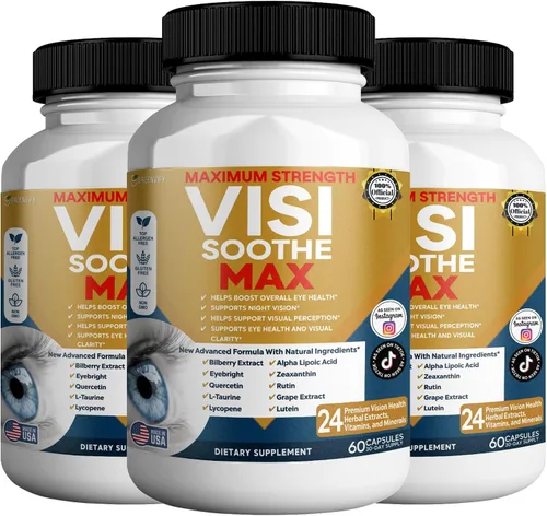 Vista 8 de Vision Soothe Max Suplemento para la salud ocular, 60 cápsulas, 24 extractos de hierbas con vitaminas y minerales, máxima fuerza (1)